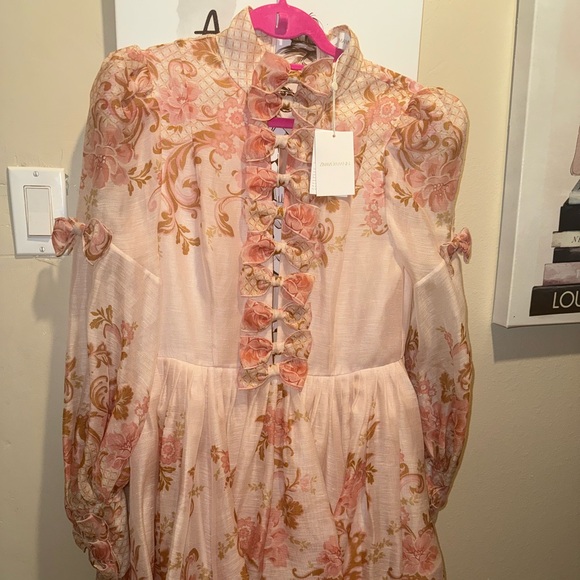 Zimmermann Pink Floral Midi Dress - Picture 8 of 11